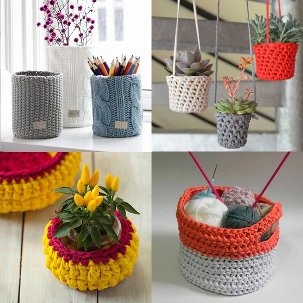 modelos de vasos feito com croche modelos cachepos 