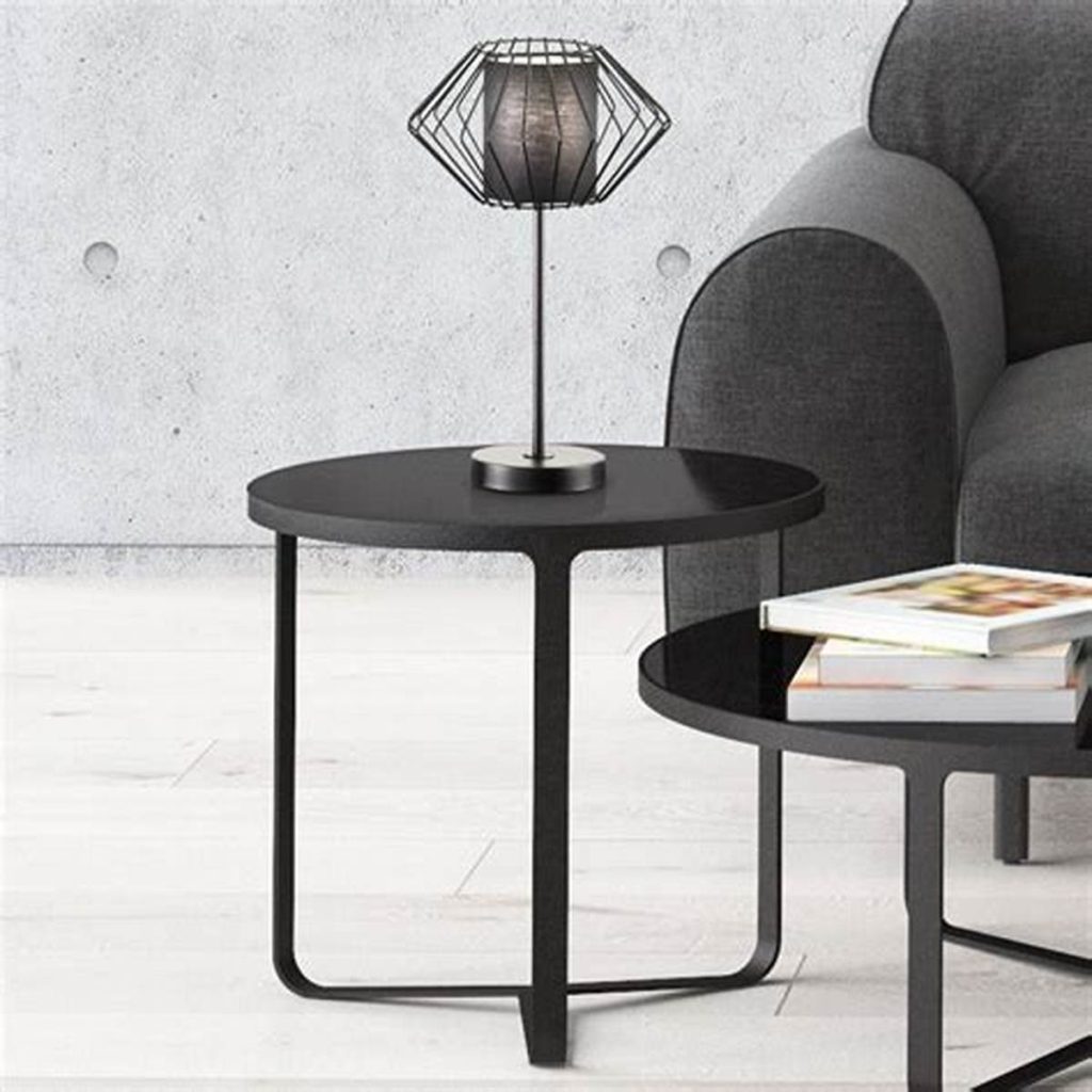 modelo de mesa de canto para sala em metal preto 