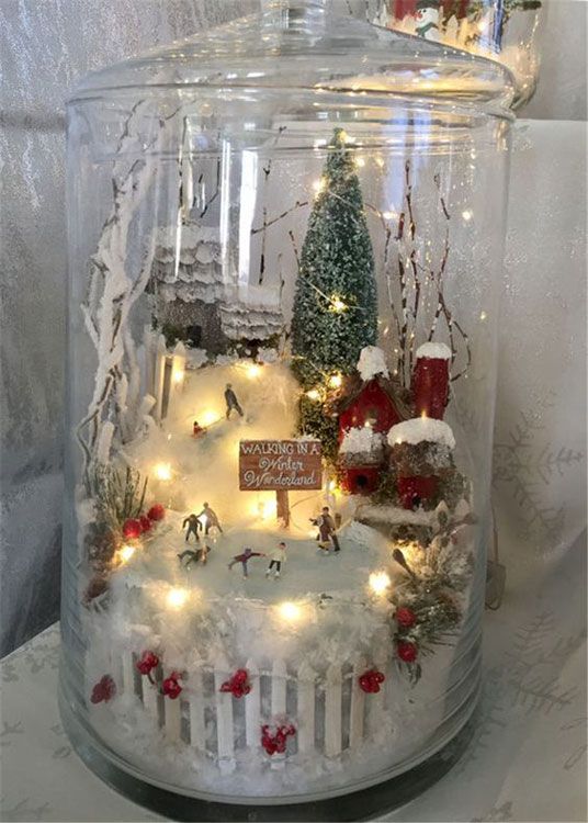 vaso com aldeia de natal em miniatura