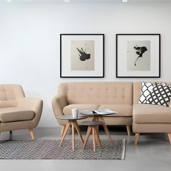 poltronas e sofás decorativos claros em uma sala