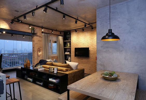 sala com decoração industrial