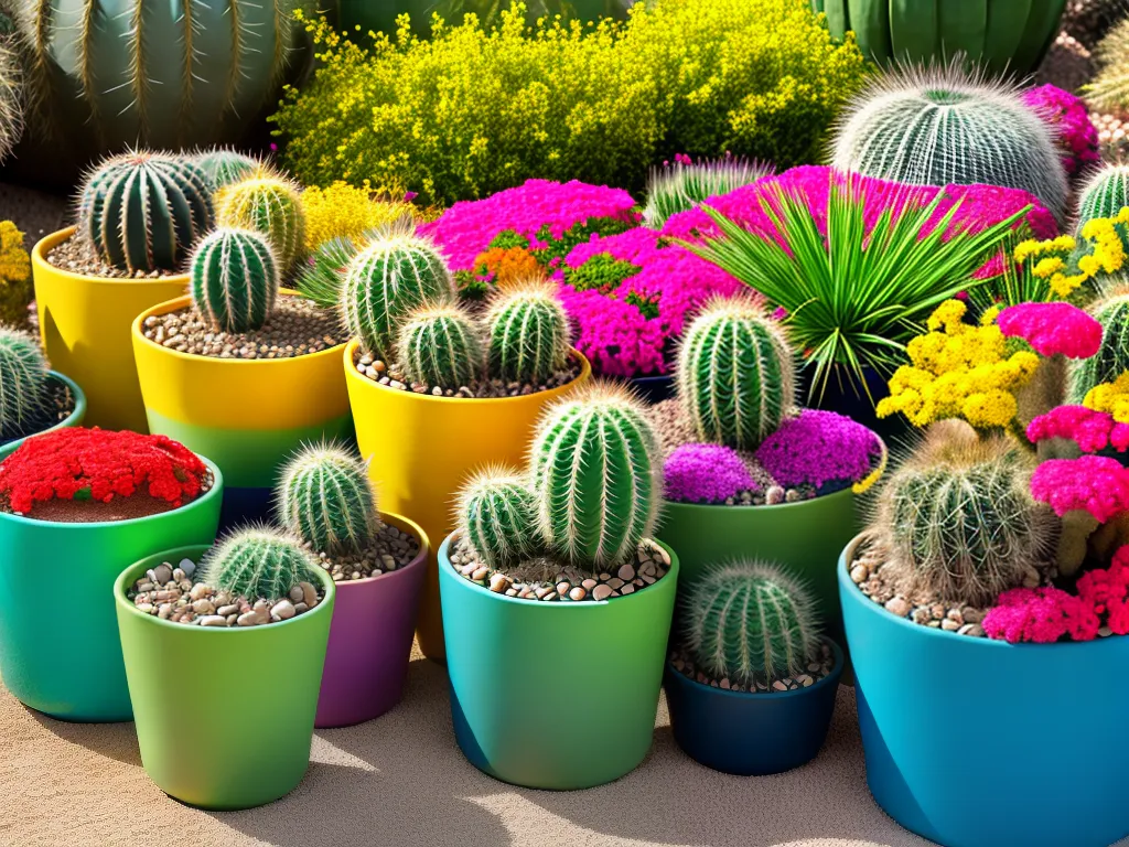 conjunto de vasinhos coloridos de cactos decorativos.