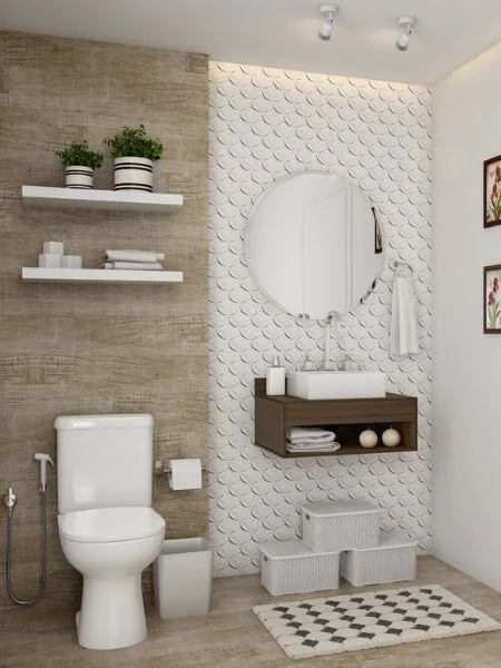 banheiro com vasos de parede 
