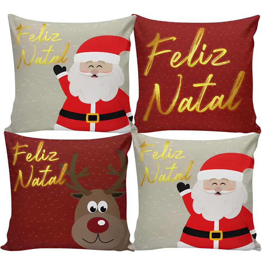 quatro modelos de almofadas com estampas natalinas